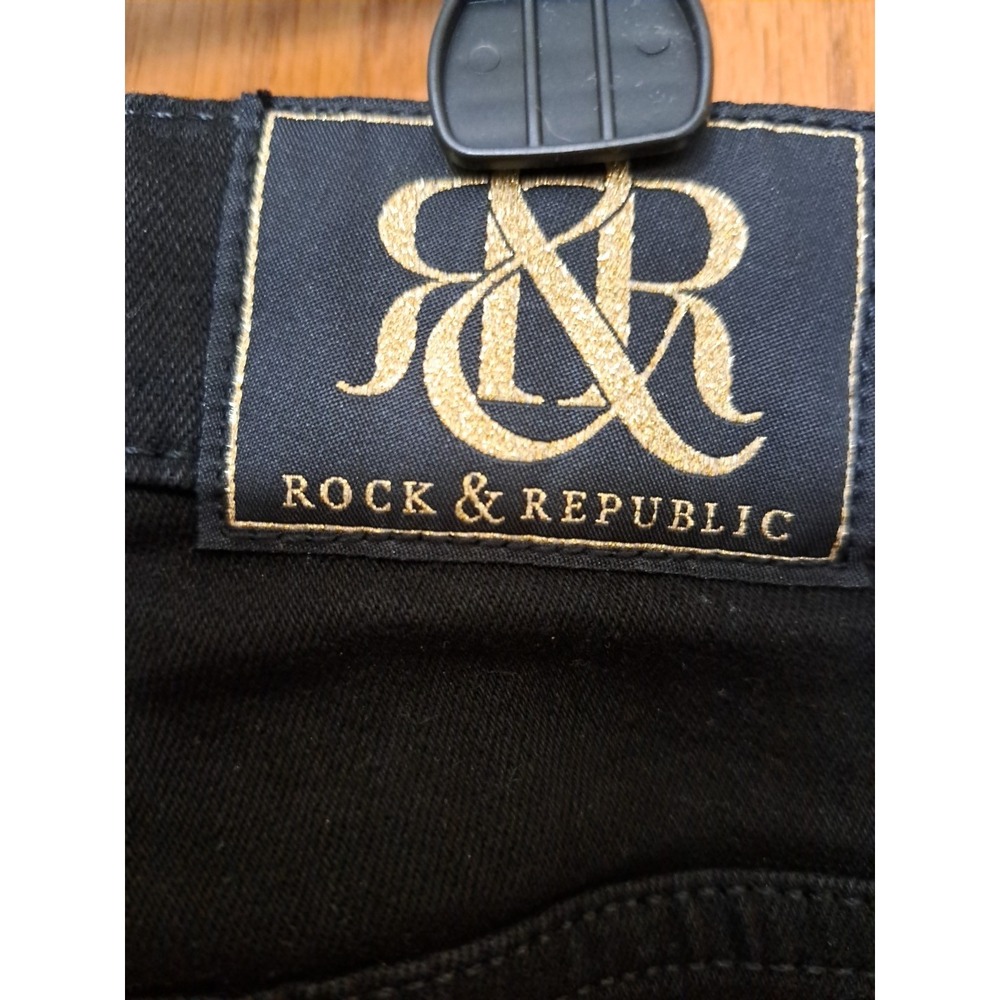 Rock & Republic Women's Black Cotton Kendra Curvy Bootcut Denim Jeans Pants Sz 6 - Picture 7 of 16